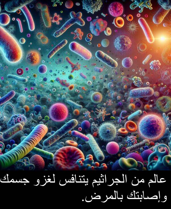 عالم: عالم من الجراثيم يتنافس لغزو جسمك وإصابتك بالمرض.