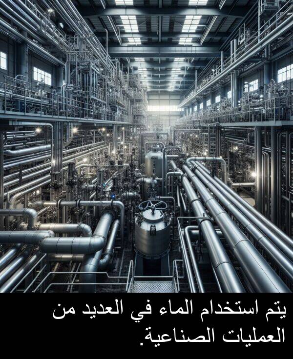 يتم: يتم استخدام الماء في العديد من العمليات الصناعية.