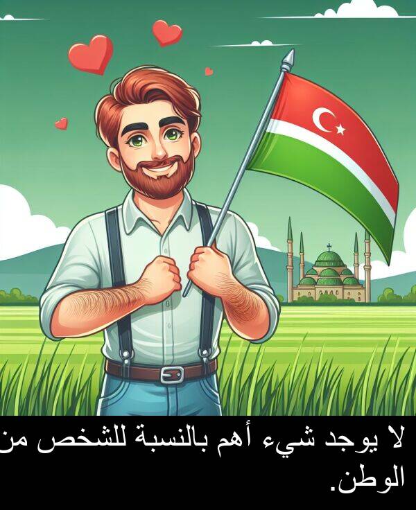 شيء: لا يوجد شيء أهم بالنسبة للشخص من الوطن.