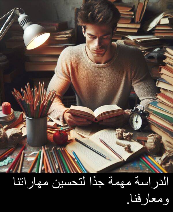 الدراسة: الدراسة مهمة جدًا لتحسين مهاراتنا ومعارفنا.