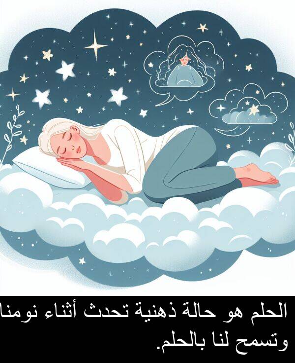 ذهنية: الحلم هو حالة ذهنية تحدث أثناء نومنا وتسمح لنا بالحلم.