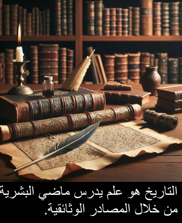 يدرس: التاريخ هو علم يدرس ماضي البشرية من خلال المصادر الوثائقية.