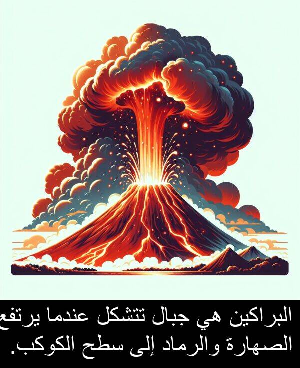 يرتفع: البراكين هي جبال تتشكل عندما يرتفع الصهارة والرماد إلى سطح الكوكب.