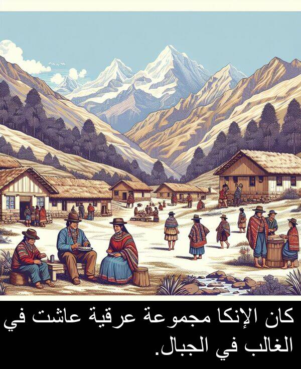 عاشت: كان الإنكا مجموعة عرقية عاشت في الغالب في الجبال.