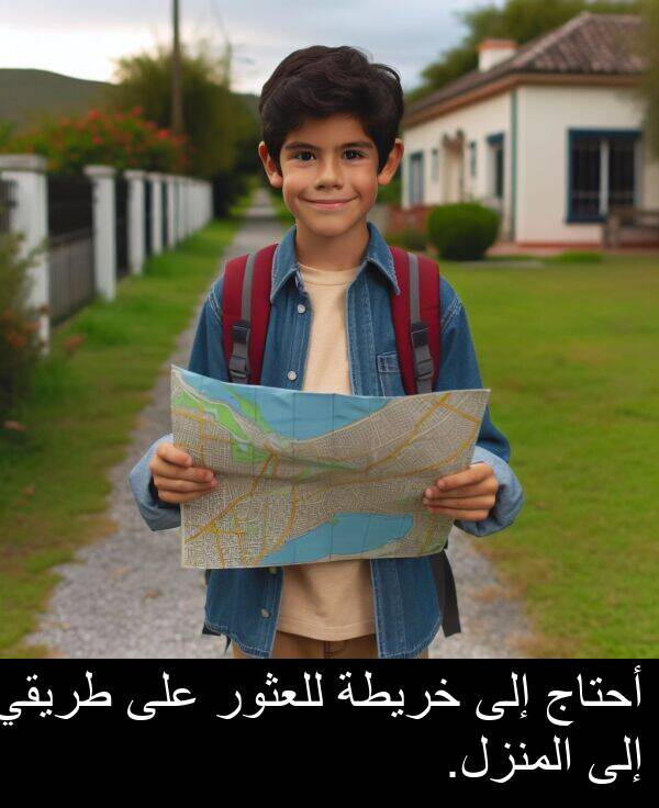 طريقي: أحتاج إلى خريطة للعثور على طريقي إلى المنزل.