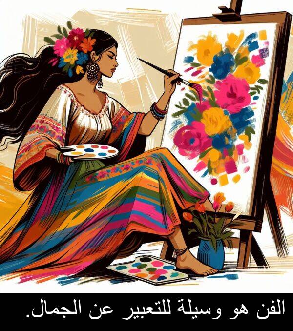 للتعبير: الفن هو وسيلة للتعبير عن الجمال.