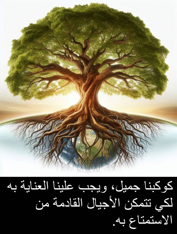 كوكبنا: كوكبنا جميل، ويجب علينا العناية به لكي تتمكن الأجيال القادمة من الاستمتاع به.