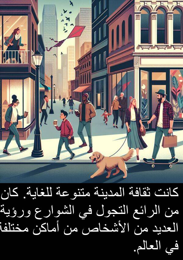 للغاية: كانت ثقافة المدينة متنوعة للغاية. كان من الرائع التجول في الشوارع ورؤية العديد من الأشخاص من أماكن مختلفة في العالم.