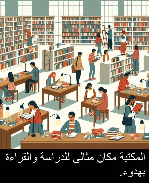 للدراسة: المكتبة مكان مثالي للدراسة والقراءة بهدوء.