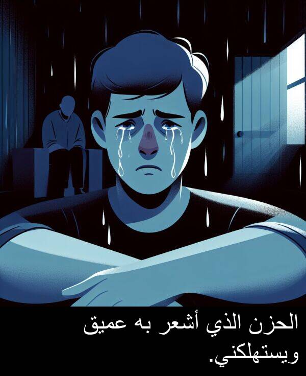 عميق: الحزن الذي أشعر به عميق ويستهلكني.