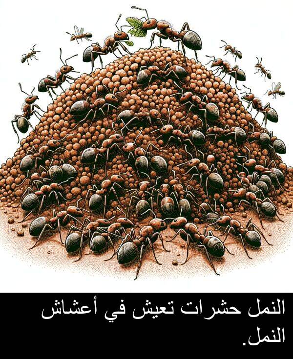 أعشاش: النمل حشرات تعيش في أعشاش النمل.
