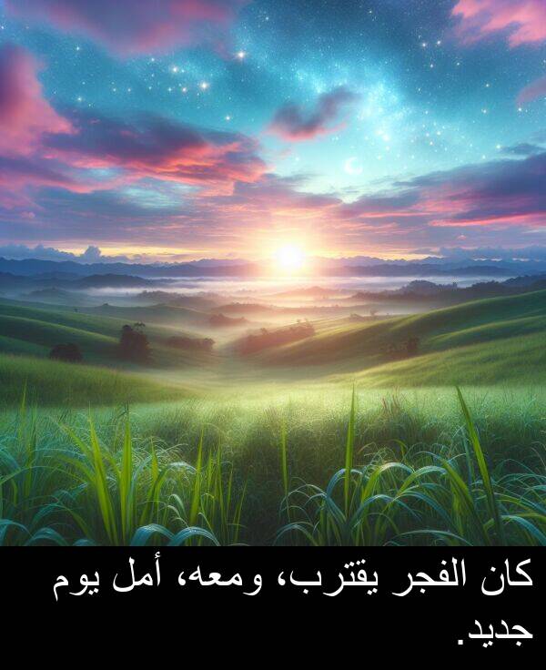 جديد: كان الفجر يقترب، ومعه، أمل يوم جديد.