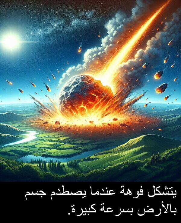 كبيرة: يتشكل فوهة عندما يصطدم جسم بالأرض بسرعة كبيرة.