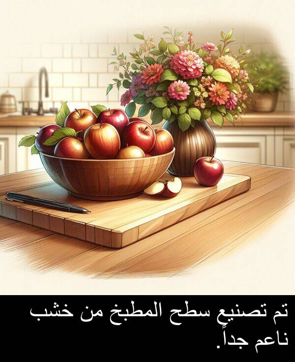 خشب: تم تصنيع سطح المطبخ من خشب ناعم جداً.