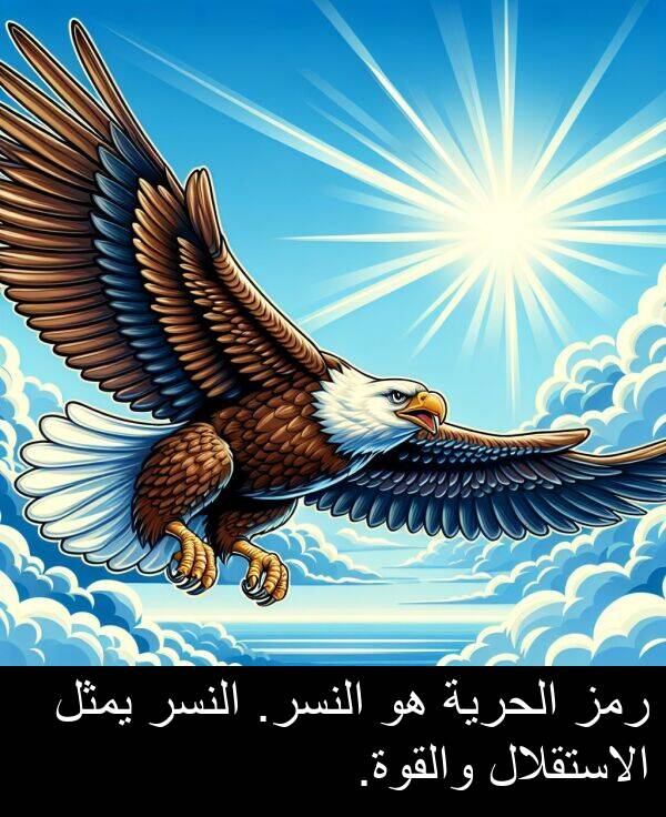 رمز: رمز الحرية هو النسر. النسر يمثل الاستقلال والقوة.