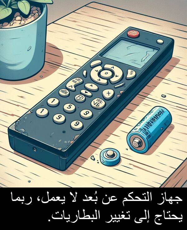 جهاز: جهاز التحكم عن بُعد لا يعمل، ربما يحتاج إلى تغيير البطاريات.