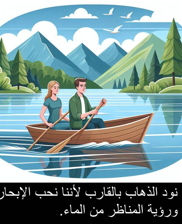 لأننا: نود الذهاب بالقارب لأننا نحب الإبحار ورؤية المناظر من الماء.