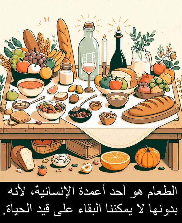 أحد: الطعام هو أحد أعمدة الإنسانية، لأنه بدونها لا يمكننا البقاء على قيد الحياة.