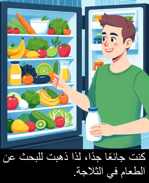 لذا: كنت جائعًا جدًا، لذا ذهبت للبحث عن الطعام في الثلاجة.