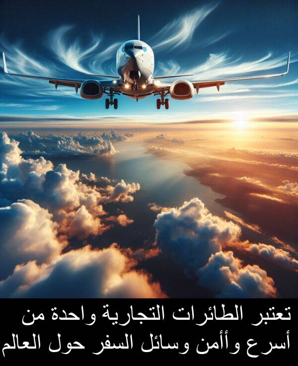 وأأمن: تعتبر الطائرات التجارية واحدة من أسرع وأأمن وسائل السفر حول العالم.