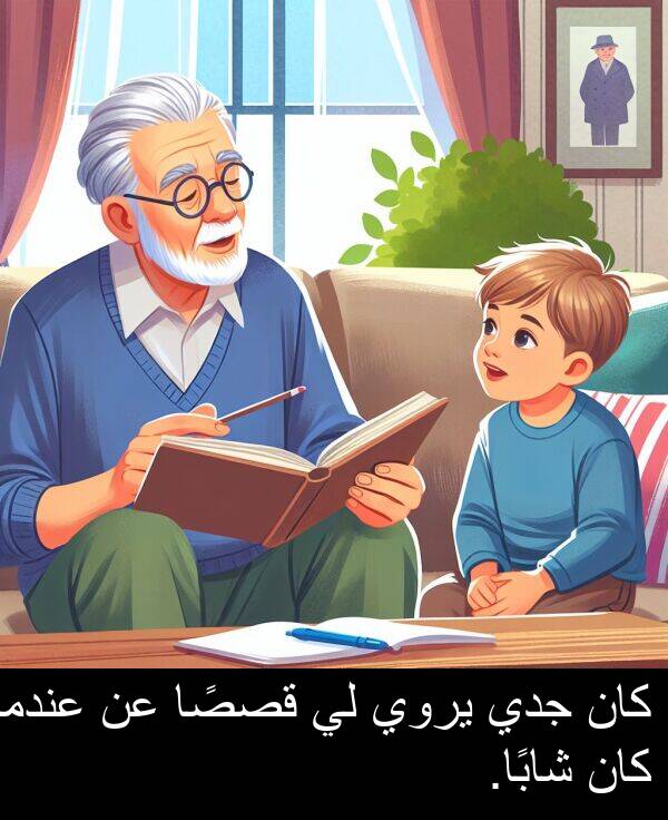 شابًا: كان جدي يروي لي قصصًا عن عندما كان شابًا.