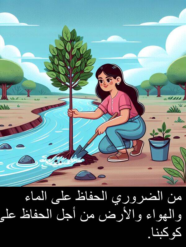 كوكبنا: من الضروري الحفاظ على الماء والهواء والأرض من أجل الحفاظ على كوكبنا.