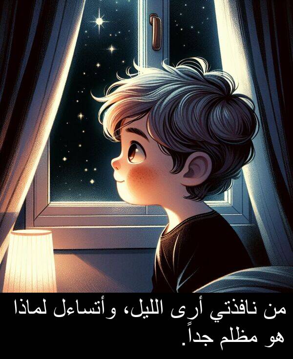 وأتساءل: من نافذتي أرى الليل، وأتساءل لماذا هو مظلم جداً.