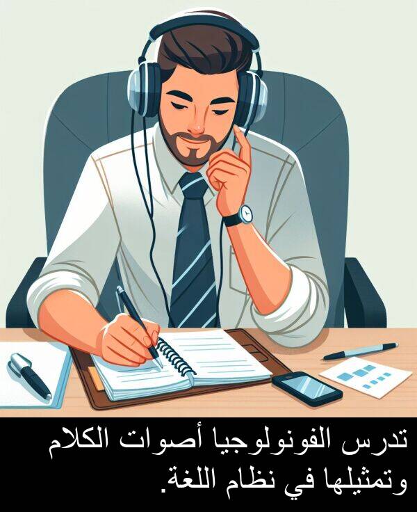 أصوات: تدرس الفونولوجيا أصوات الكلام وتمثيلها في نظام اللغة.