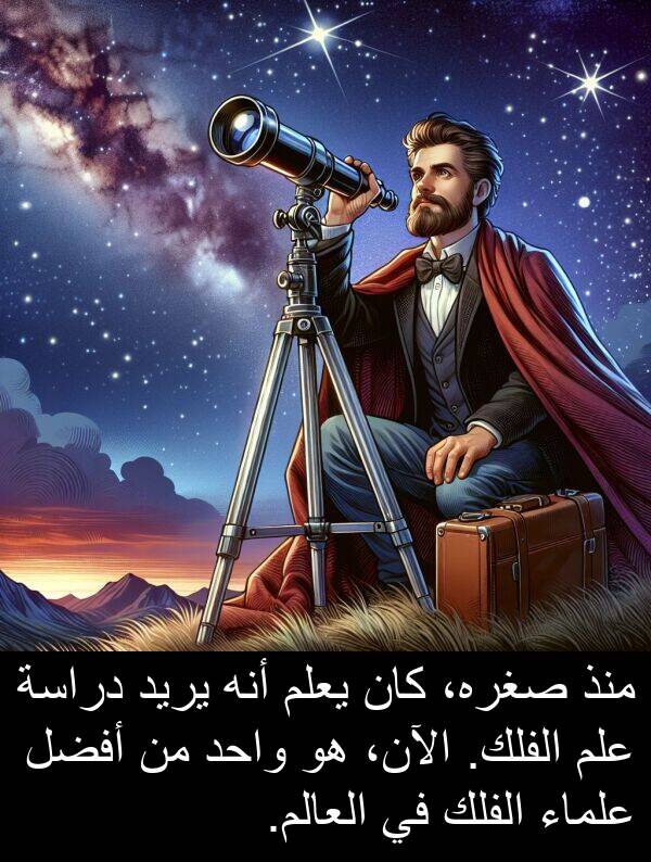 صغره،: منذ صغره، كان يعلم أنه يريد دراسة علم الفلك. الآن، هو واحد من أفضل علماء الفلك في العالم.