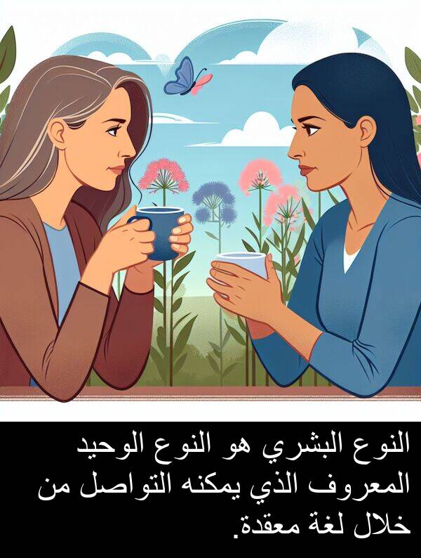 التواصل: النوع البشري هو النوع الوحيد المعروف الذي يمكنه التواصل من خلال لغة معقدة.