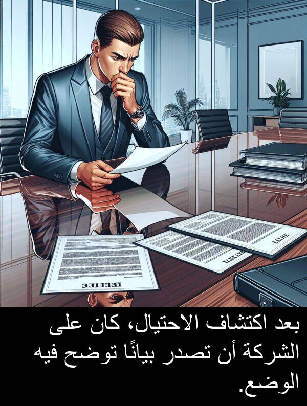 اكتشاف: بعد اكتشاف الاحتيال، كان على الشركة أن تصدر بيانًا توضح فيه الوضع.