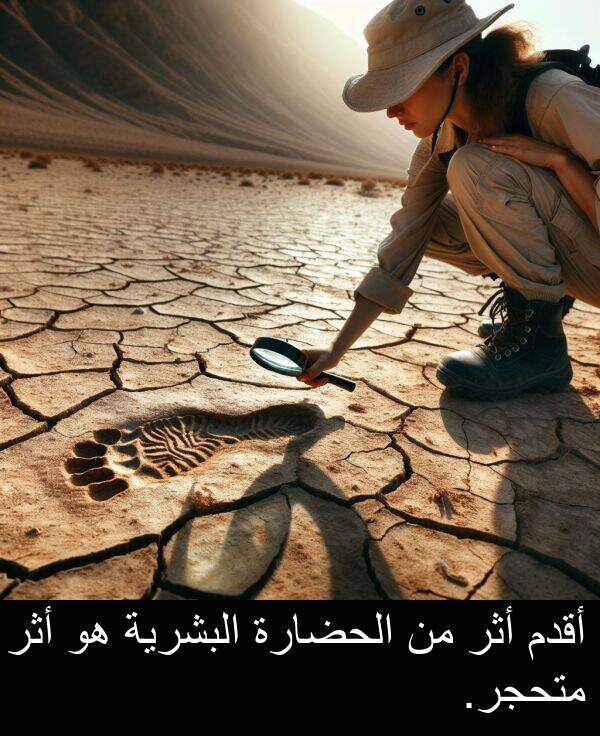 أثر: أقدم أثر من الحضارة البشرية هو أثر متحجر.