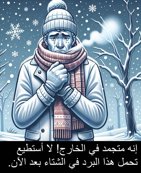 إنه: إنه متجمد في الخارج! لا أستطيع تحمل هذا البرد في الشتاء بعد الآن.