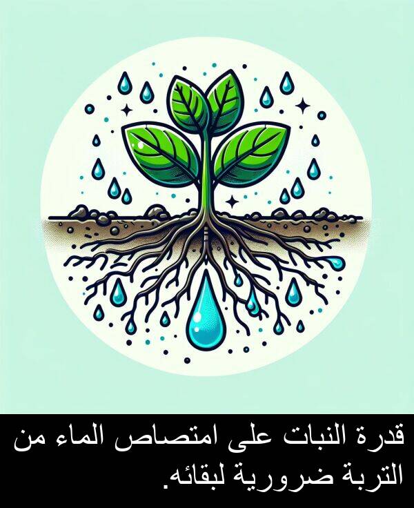 ضرورية: قدرة النبات على امتصاص الماء من التربة ضرورية لبقائه.