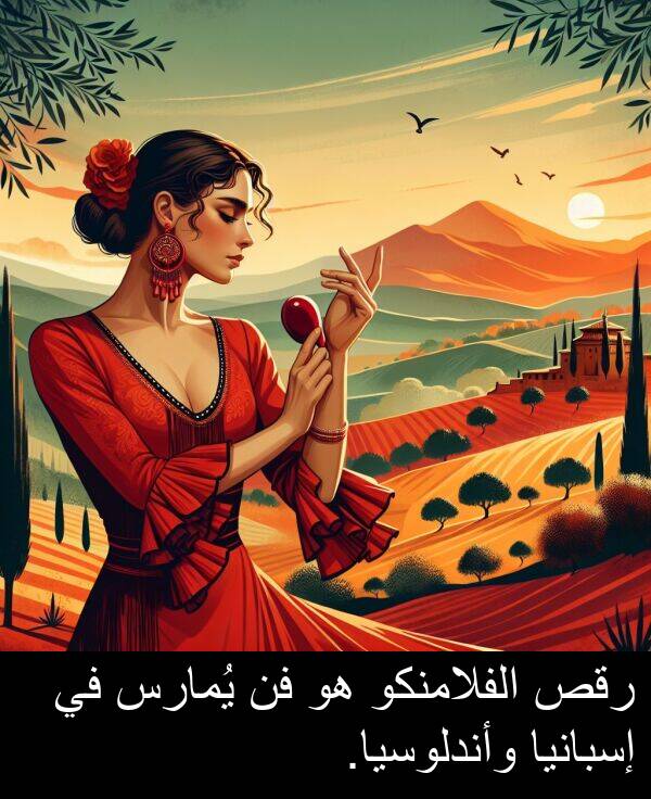 إسبانيا: رقص الفلامنكو هو فن يُمارس في إسبانيا وأندلوسيا.