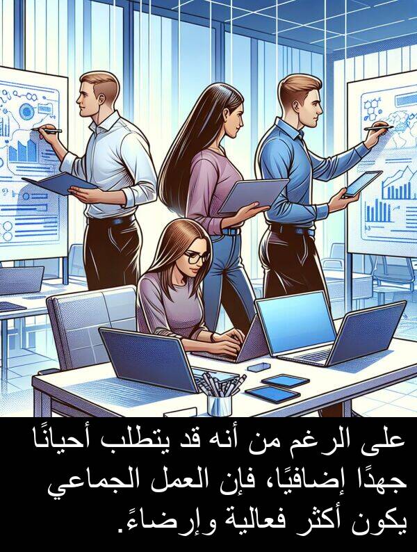 أحيانًا: على الرغم من أنه قد يتطلب أحيانًا جهدًا إضافيًا، فإن العمل الجماعي يكون أكثر فعالية وإرضاءً.