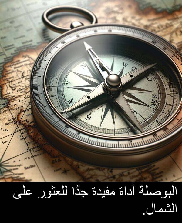 للعثور: البوصلة أداة مفيدة جدًا للعثور على الشمال.