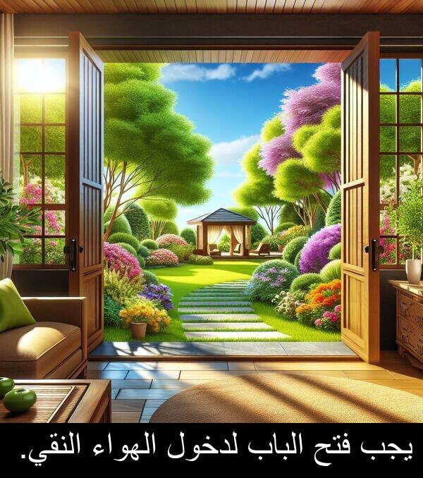 يجب: يجب فتح الباب لدخول الهواء النقي.