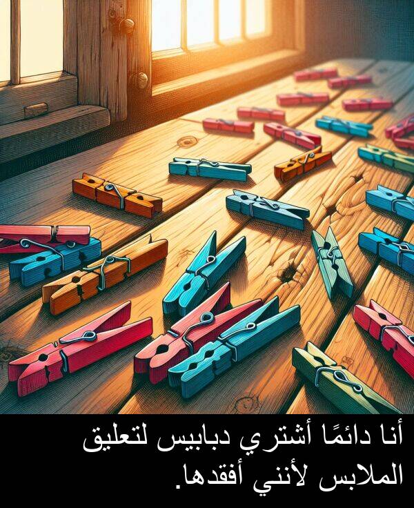 لتعليق: أنا دائمًا أشتري دبابيس لتعليق الملابس لأنني أفقدها.