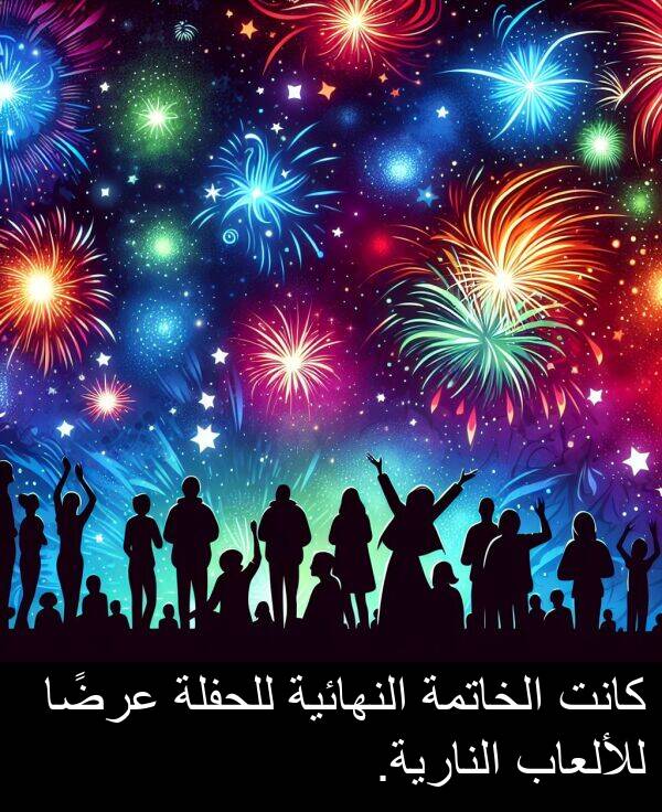 للحفلة: كانت الخاتمة النهائية للحفلة عرضًا للألعاب النارية.