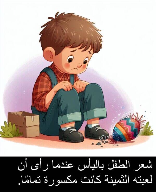 شعر: شعر الطفل باليأس عندما رأى أن لعبته الثمينة كانت مكسورة تمامًا.