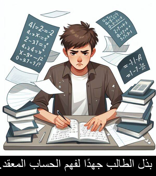 لفهم: بذل الطالب جهدًا لفهم الحساب المعقد.