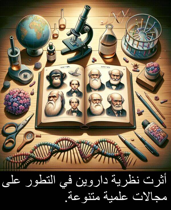 أثرت: أثرت نظرية داروين في التطور على مجالات علمية متنوعة.