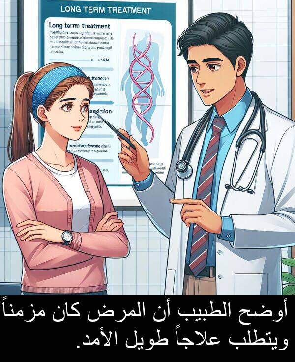 طويل: أوضح الطبيب أن المرض كان مزمناً ويتطلب علاجاً طويل الأمد.
