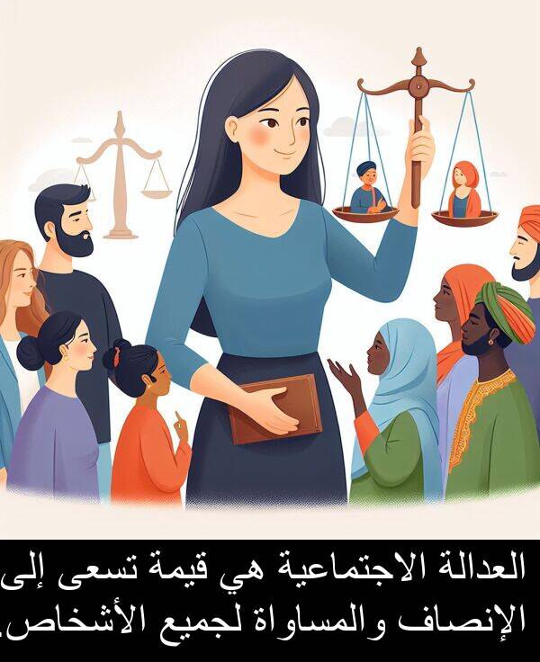 لجميع: العدالة الاجتماعية هي قيمة تسعى إلى الإنصاف والمساواة لجميع الأشخاص.
