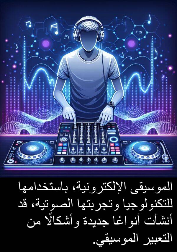 وأشكالًا: الموسيقى الإلكترونية، باستخدامها للتكنولوجيا وتجربتها الصوتية، قد أنشأت أنواعًا جديدة وأشكالًا من التعبير الموسيقي.