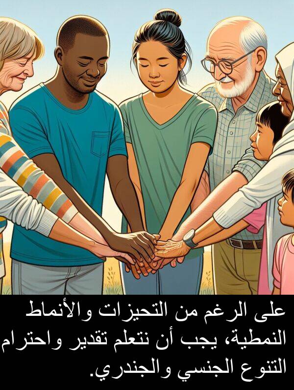 والأنماط: على الرغم من التحيزات والأنماط النمطية، يجب أن نتعلم تقدير واحترام التنوع الجنسي والجندري.