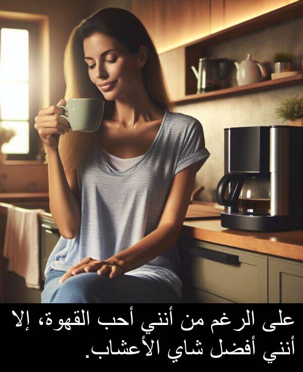 إلا: على الرغم من أنني أحب القهوة، إلا أنني أفضل شاي الأعشاب.