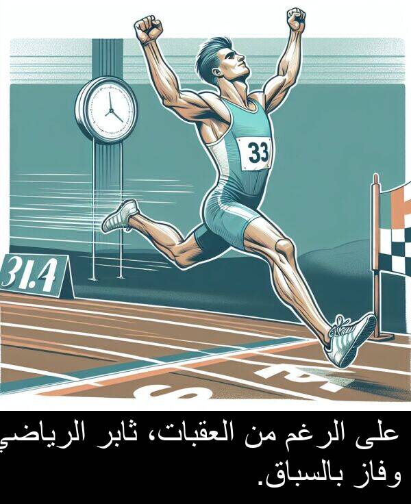 بالسباق: على الرغم من العقبات، ثابر الرياضي وفاز بالسباق.
