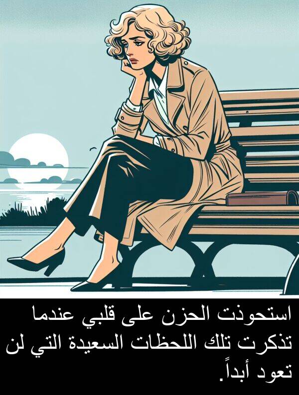 أبداً: استحوذت الحزن على قلبي عندما تذكرت تلك اللحظات السعيدة التي لن تعود أبداً.